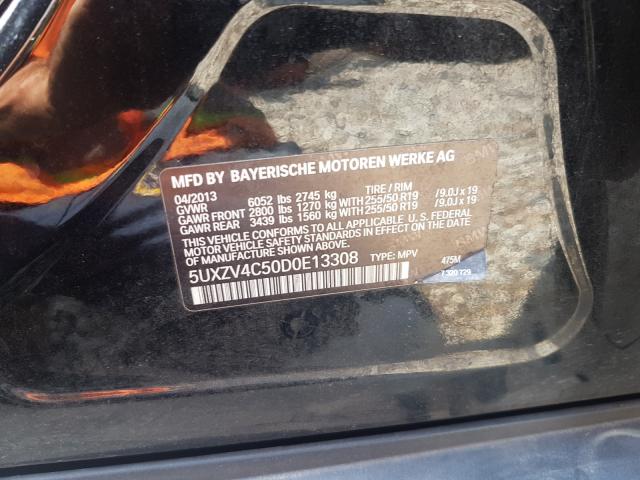 5UXZV4C50D0E13308 - 2013 BMW X5 XDRIVE35I BLACK photo 10