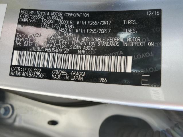 JTEBU5JR6H5409122 - 2017 TOYOTA 4RUNNER SR5/SR5 PREMIUM 银色 照片 13