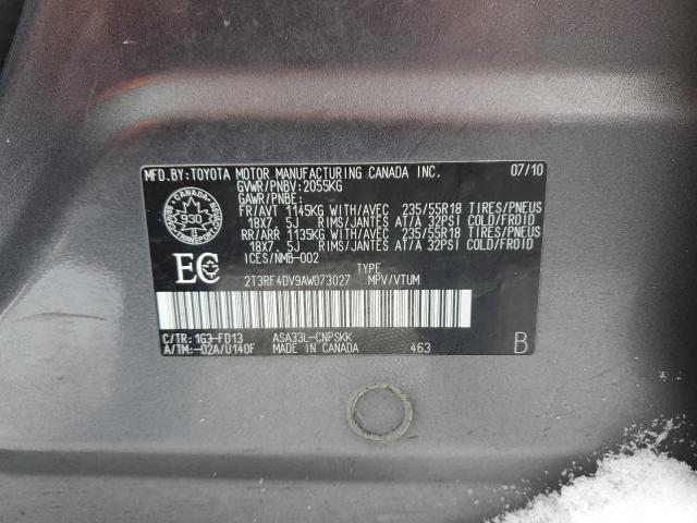 2T3RF4DV9AW073027 - 2010 TOYOTA RAV4 SPORT GRAY photo 13