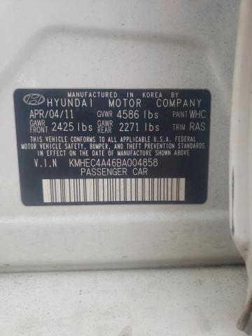 KMHEC4A46BA004858 - 2011 HYUNDAI SONATA HYBRID WHITE photo 12