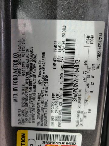 3FA6P0K92ER164882 - 2014 FORD FUSION TITANIUM GRAY photo 12