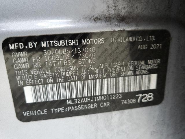 ML32AUHJ1MH011223 - 2021 MITSUBISHI MIRAGE ES SILVER photo 12