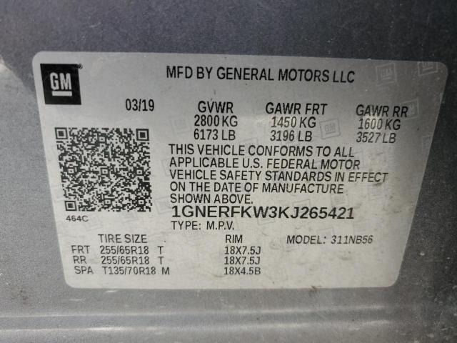 1GNERFKW3KJ265421 - 2019 CHEVROLET TRAVERSE LS GRAY photo 13