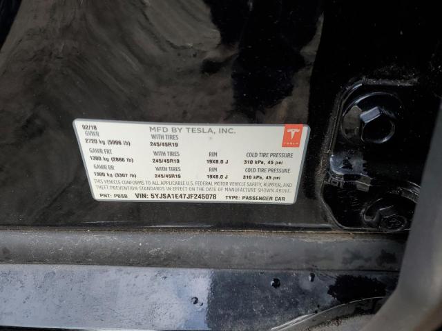 5YJSA1E47JF245078 - 2018 TESLA MODEL S შავი ფოტო 12
