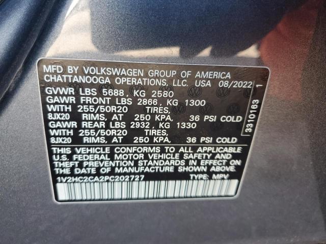 1V2HC2CA2PC202727 - 2023 VOLKSWAGEN ATLAS CROS SE Gris photo 12