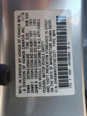 2HKRM4H57FH613571 - 2015 HONDA CR-V EX SILVER photo 14