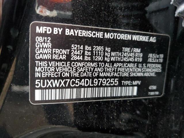 5UXWX7C54DL979255 - 2013 BMW X3 XDRIVE35I BLACK photo 12