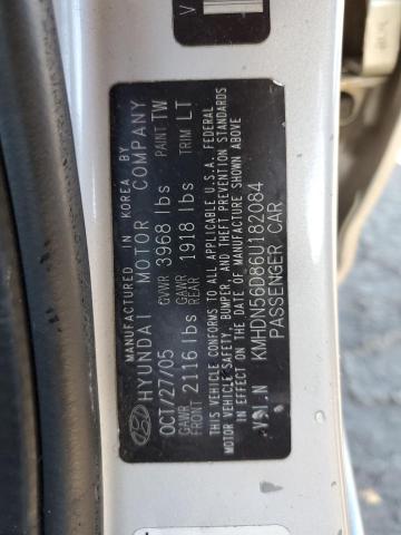 KMHDN56D86U182084 - 2006 HYUNDAI ELANTRA GLS SILVER photo 13