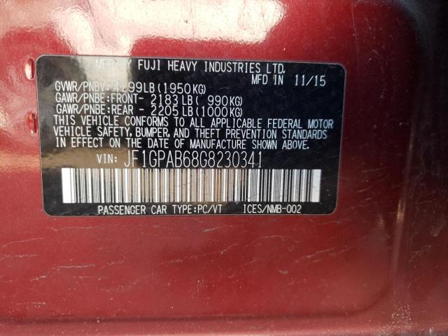 JF1GPAB68G8230341 - 2016 SUBARU IMPREZA PREMIUM RED photo 12