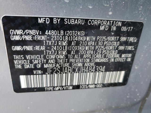 JF2SJABCXJH484394 - 2018 SUBARU FORESTER 2.5I GRAY photo 13