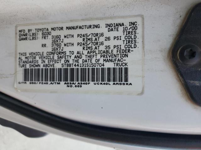 5TBBT44131S150704 - 2001 TOYOTA TUNDRA ACCESS CAB 白色 照片 12