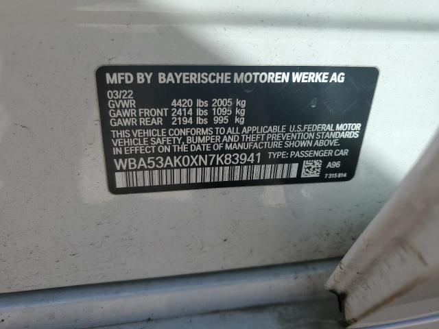 WBA53AK0XN7K83941 - 2022 BMW 228I Blanc photo 12