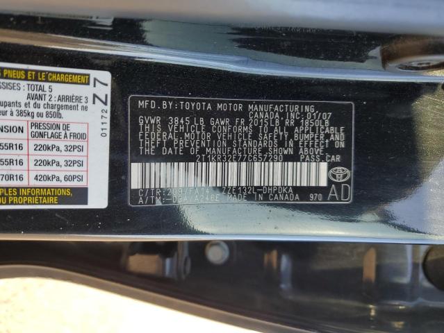2T1KR32E77C657290 - 2007 TOYOTA COROLLA MA XR BLACK photo 13