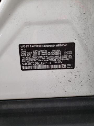 5UXTR7C50KLE96181 - 2019 BMW X3 SDRIVE30I WHITE photo 13