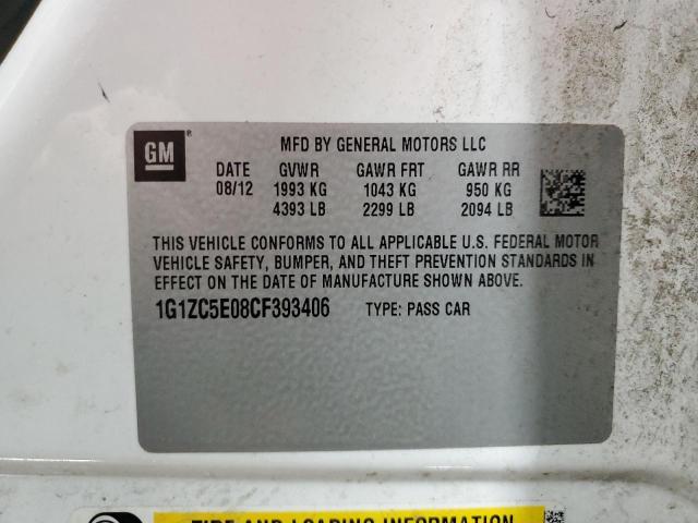 1G1ZC5E08CF393406 - 2012 CHEVROLET MALIBU 1LT WHITE photo 12