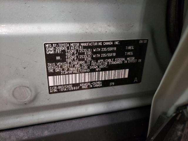 2T3A1RFV6LC129449 - 2020 TOYOTA RAV4 XLE PREMIUM GRAY photo 12