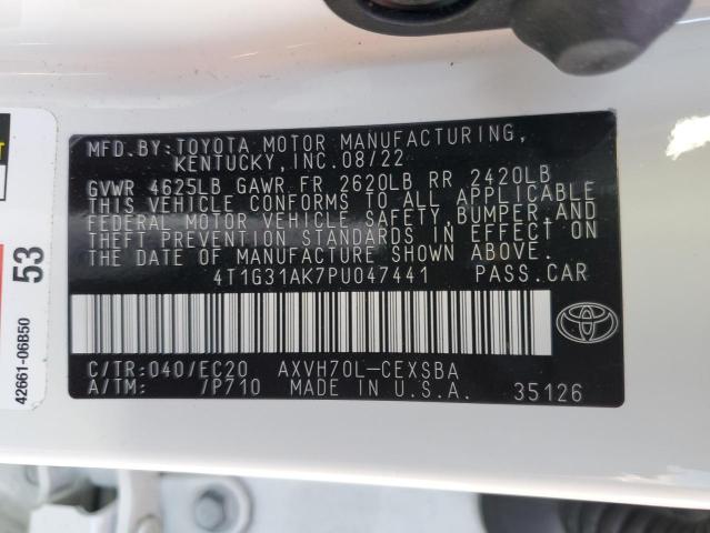 4T1G31AK7PU047441 - 2023 TOYOTA CAMRY SE NIGHT SHADE WHITE photo 12