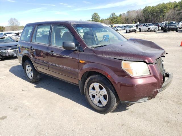 2HKYF18187H522893 - 2007 HONDA PILOT LX BURGUNDY photo 4