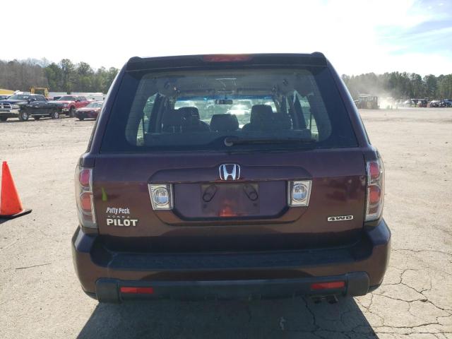 2HKYF18187H522893 - 2007 HONDA PILOT LX BURGUNDY photo 6