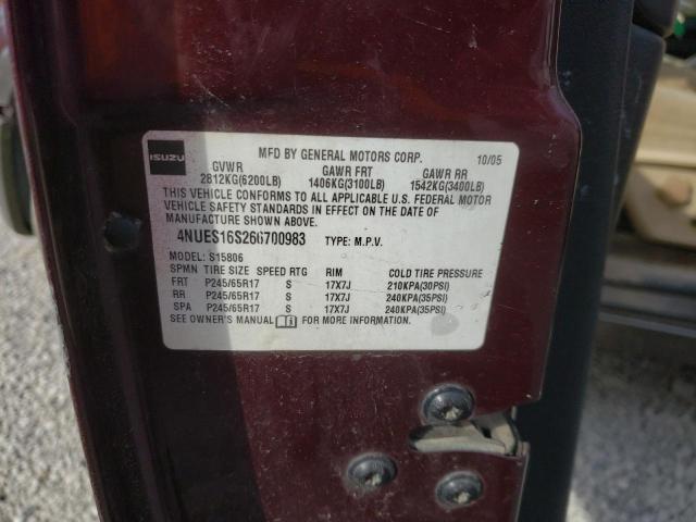 4NUES16S266700983 - 2006 ISUZU ASCENDER S 勃艮第红 照片 13