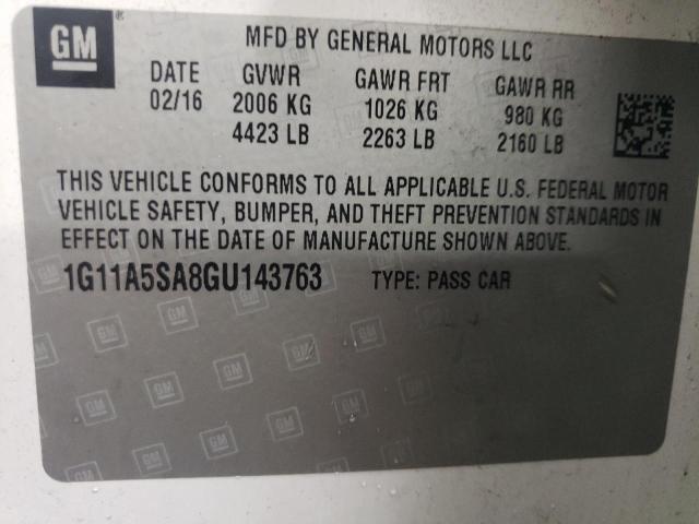 1G11A5SA8GU143763 - 2016 CHEVROLET MALIBU LIM LS თეთრი ფოტო 12