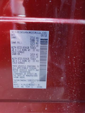 5N1DR2MN0KC580579 - 2019 NISSAN PATHFINDER S RED photo 12