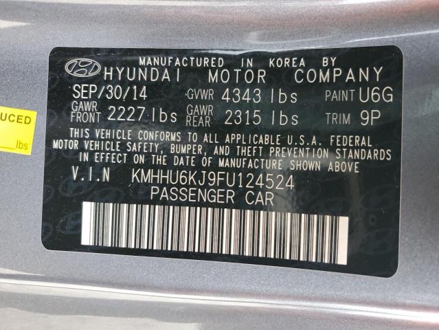 KMHHU6KJ9FU124524 - 2015 HYUNDAI GENESIS CO 3.8L GRAY photo 13