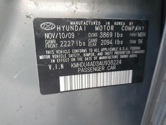 KMHDU4AD3AU938224 - 2010 HYUNDAI ELANTRA BLUE TEAL photo 12