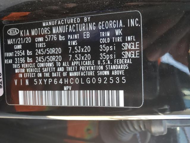 5XYP64HC0LG092535 - 2020 KIA TELLURIDE S BLACK photo 13