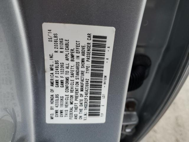 1HGCR2F34EA238842 - 2014 HONDA ACCORD LX SILVER photo 12