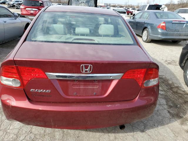 19XFA16589E000400 - 2009 HONDA CIVIC LX MAROON photo 6