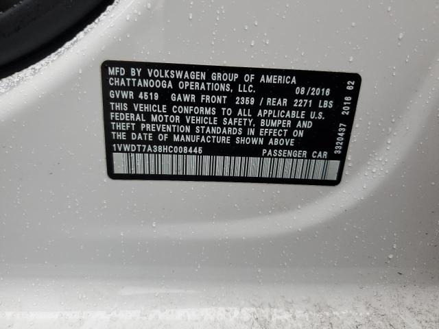 1VWDT7A38HC008445 - 2017 VOLKSWAGEN PASSAT R-LINE Weiß Foto 12