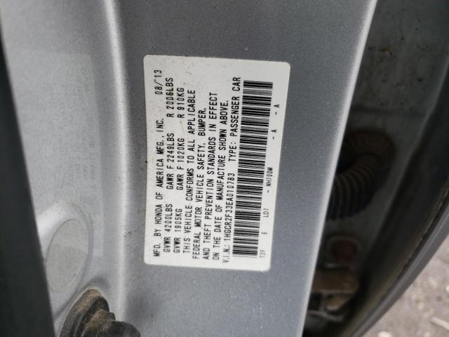 1HGCR2F33EA010783 - 2014 HONDA ACCORD LX SILVER photo 12