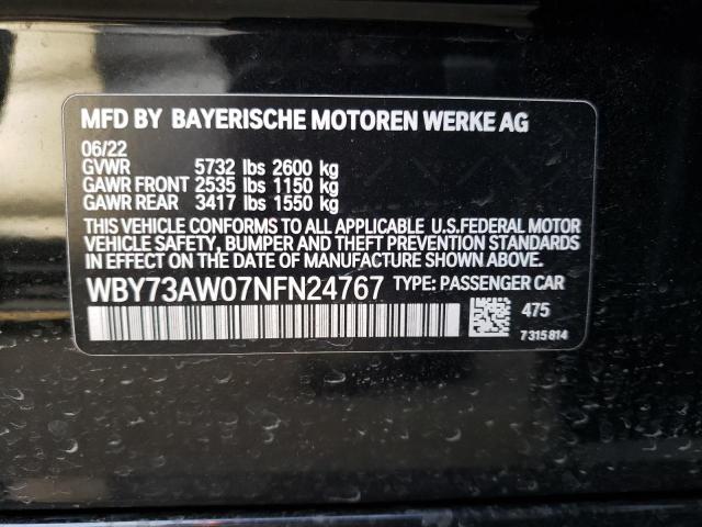 WBY73AW07NFN24767 - 2022 BMW I4 EDRIVE4 BLACK photo 12