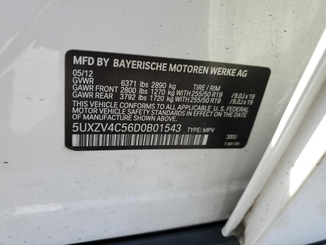 5UXZV4C56D0B01543 - 2013 BMW X5 XDRIVE35I WHITE photo 13