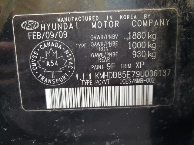 KMHDB85E79U036137 - 2009 HYUNDAI ELANTRA TO BLACK photo 12