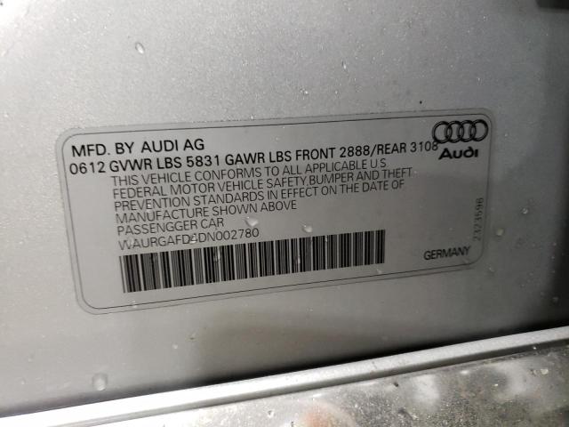 WAURGAFD4DN002780 - 2013 AUDI A8 L QUATTRO GRAY photo 12