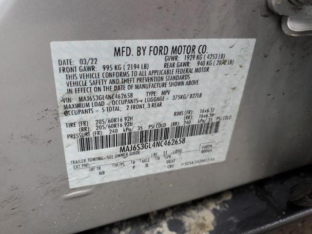 MAJ6S3GL4NC462658 - 2022 FORD ECOSPORT SE SILVER photo 13