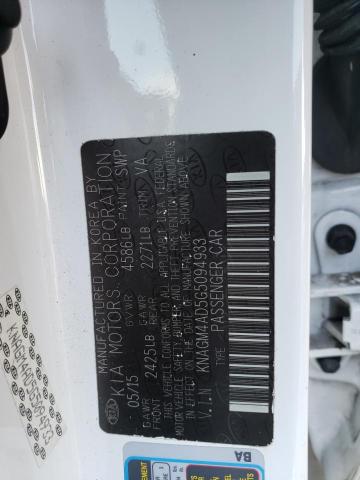 KNAGM4AD5G5094933 - 2016 KIA OPTIMA HYBRID WHITE photo 12