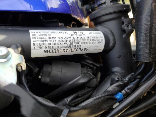 MH3RH18Y7LK002953 - 2020 YAMAHA YZFR3 A TWO TONE photo 10