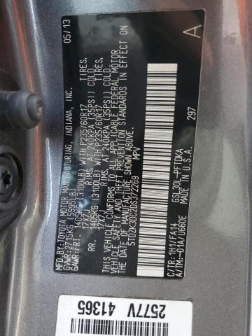 5TDZK3DC2DS372269 - 2013 TOYOTA SIENNA GRAY photo 14