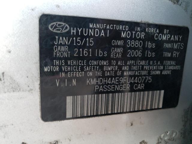 KMHDH4AE9FU440775 - 2015 HYUNDAI ELANTRA SE SILVER photo 12