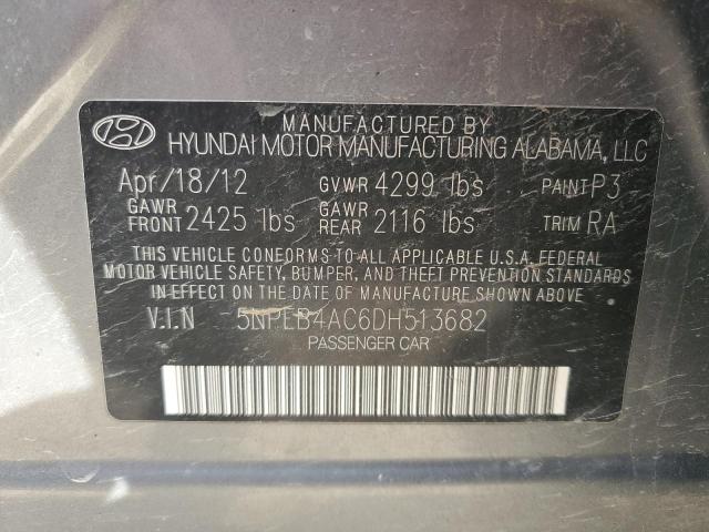 5NPEB4AC6DH513682 - 2013 HYUNDAI SONATA GLS GRAY photo 12