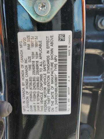 2HKRW2H88LH639861 - 2020 HONDA CR-V EXL BLACK photo 13