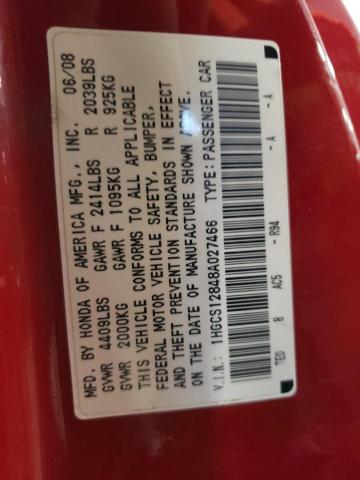 1HGCS12848A027466 - 2008 HONDA ACCORD EXL RED photo 13