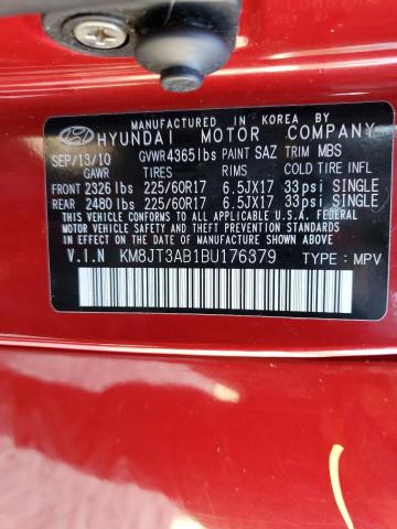 KM8JT3AB1BU176379 - 2011 HYUNDAI TUCSON GL RED photo 12