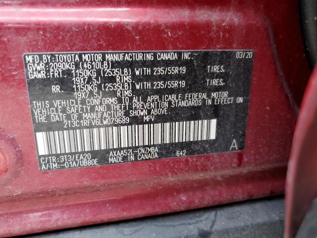 2T3C1RFV6LW079689 - 2020 TOYOTA RAV4 XLE PREMIUM MAROON photo 14