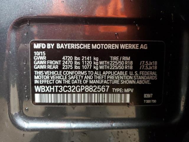 WBXHT3C32GP882567 - 2016 BMW X1 XDRIVE28I ნაცრისფერი ფოტო 12