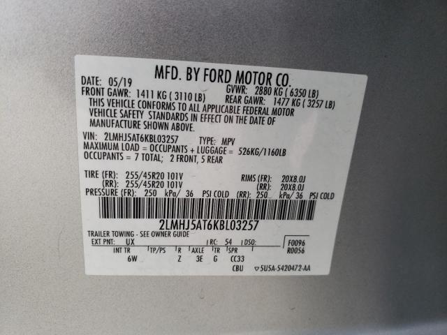 2LMHJ5AT6KBL03257 - 2019 LINCOLN MKT SILVER photo 13
