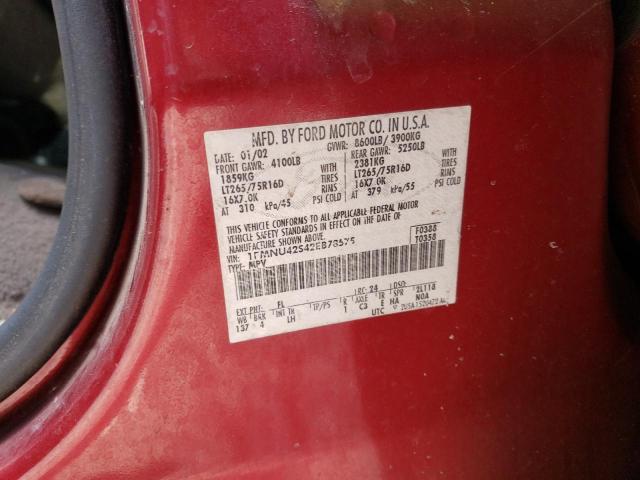 1FMNU42S42EB78575 - 2002 FORD EXCURSION LIMITED BURGUNDY photo 13
